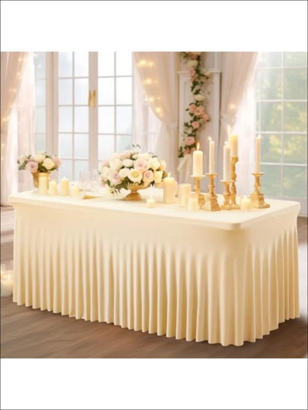Spandex Tablecloth 4ft Rectangle Stretch Table Cover Skirt for Weddings Parties